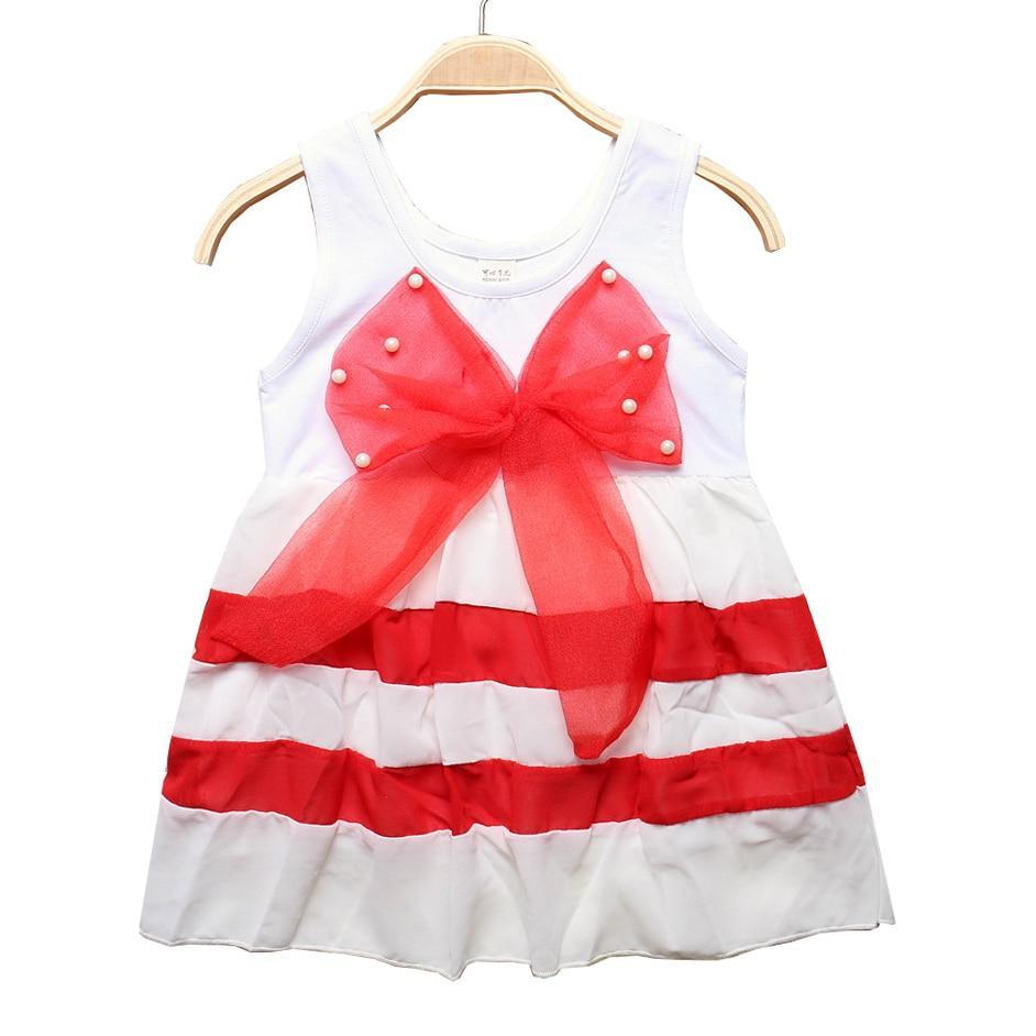 Baby Girl Clothes for Kids with Cute Purple Stripe and Round Neck Sleeveless Chiffon Dresses For Girls