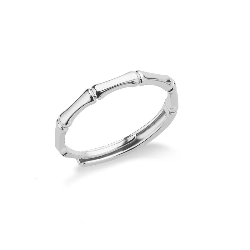Stainless Steel Bamboo Joint Rings For Women Men Silver Color Open Adjustable Male Female Engagement Wedding Ring Jewelry
