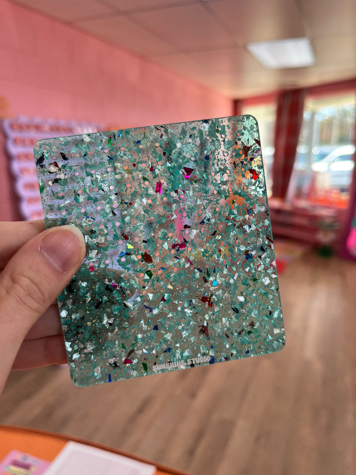 Teal Confetti Travel Earring Holder