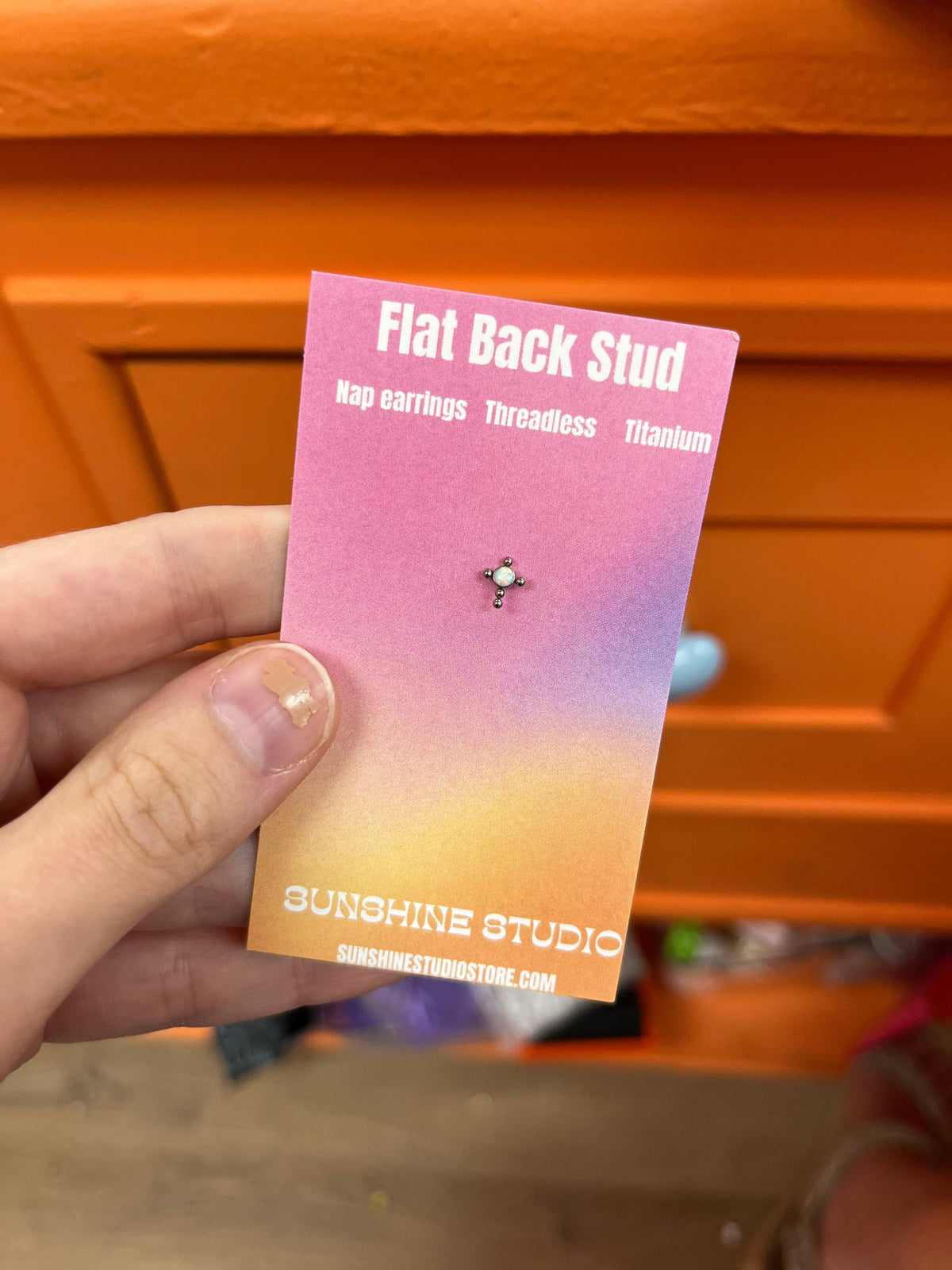 Gem Cross Flat Back Stud