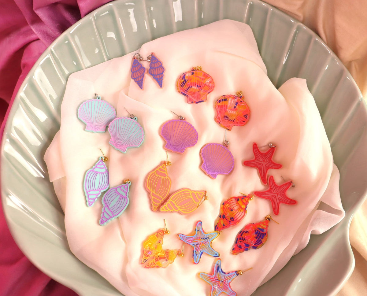 Painted Conch Shell Earrings