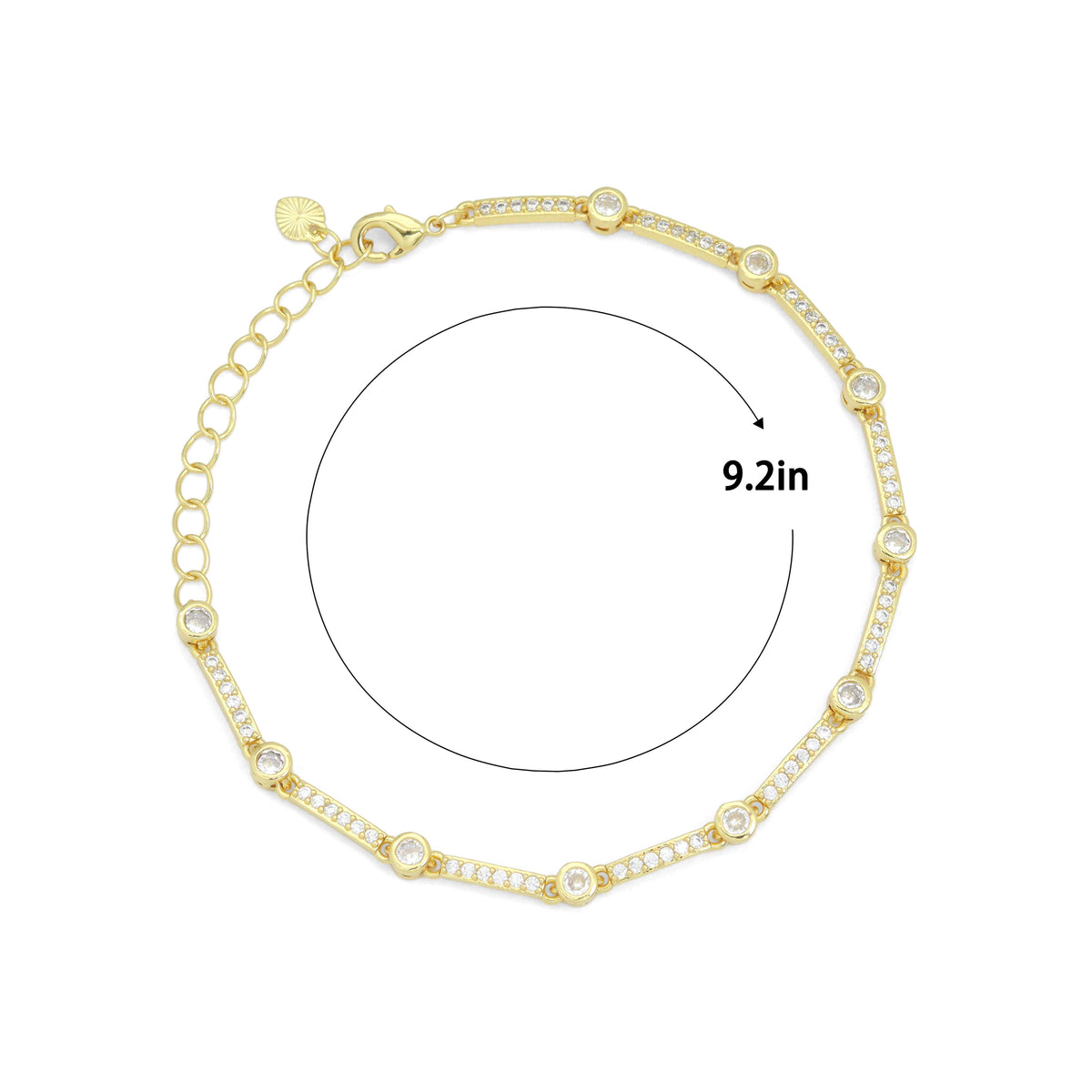 Clear CZ Round CZ Bar Link Adjustable Bracelet, Sku#LD617
