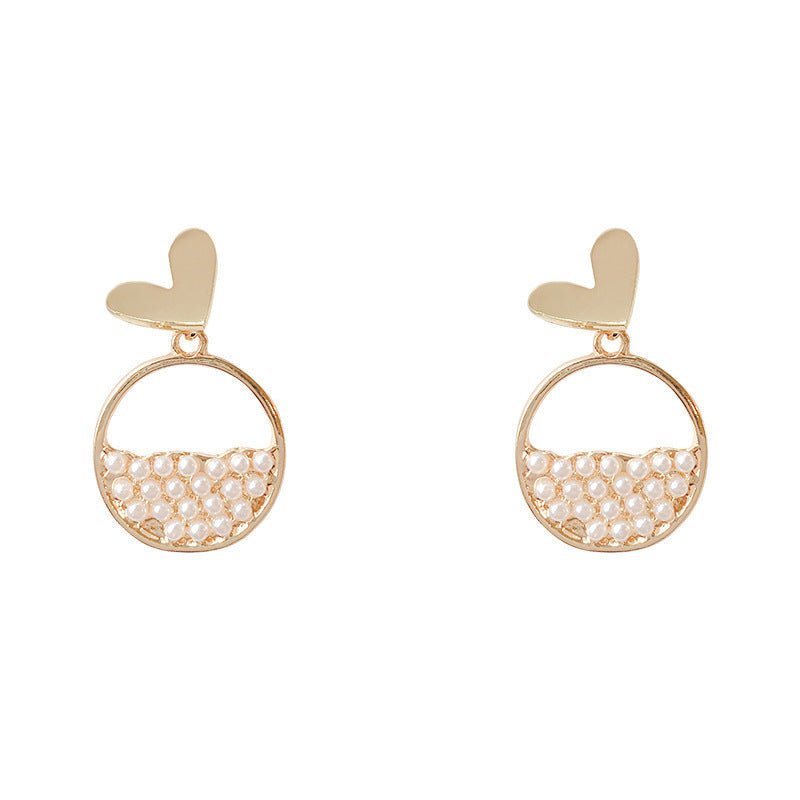 Geometric Pearl Dangle Earrings
