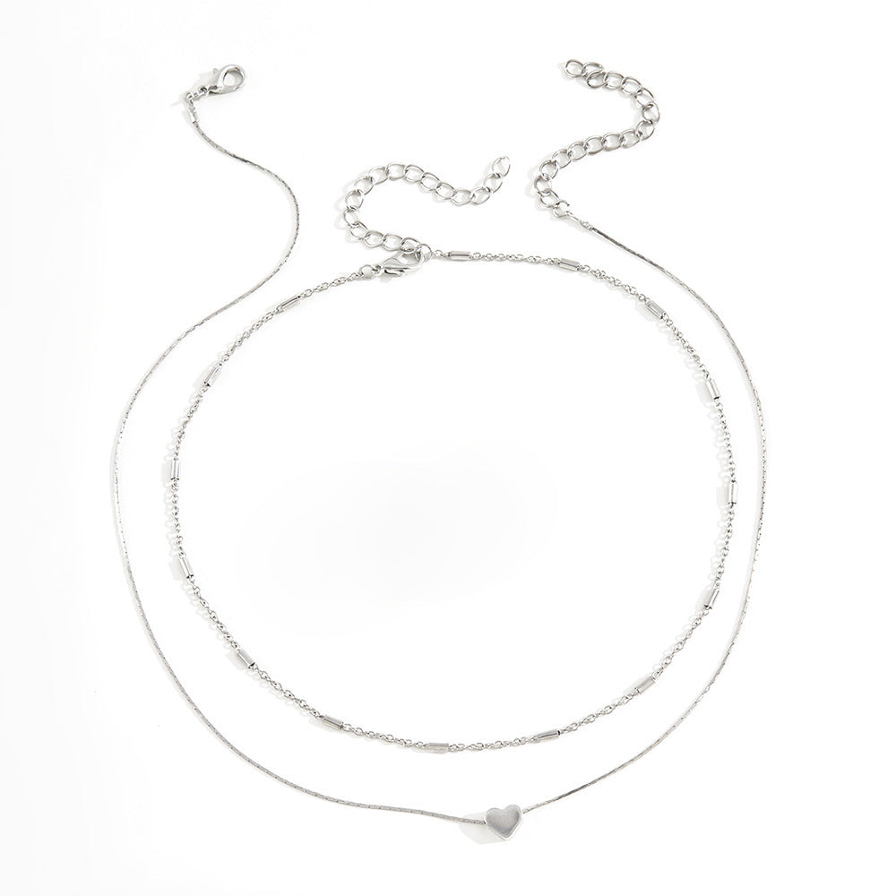 Lovely Style Necklaces 2 Layers Love Heart Multi-layer Chain Choker