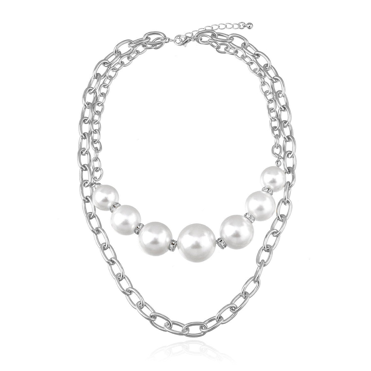 Punk Round Beads Double Layered Necklace