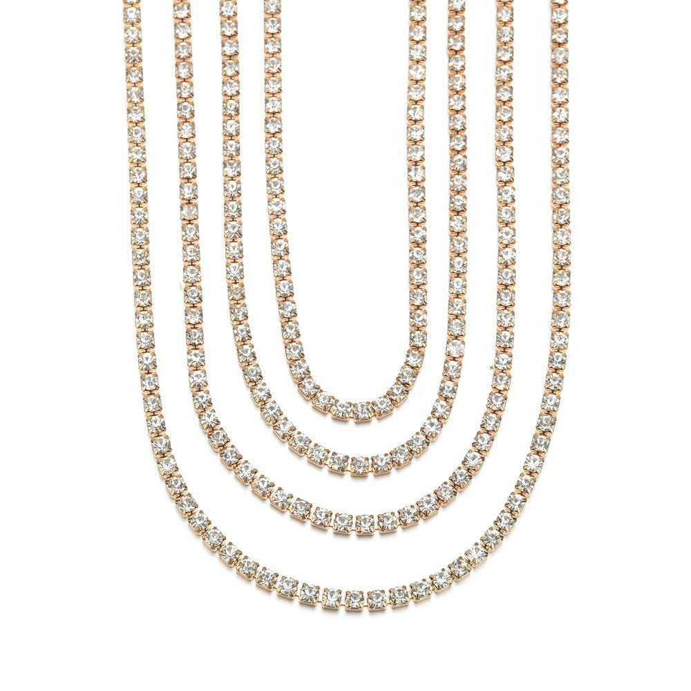 Layer Stone Tennis Chain Necklace