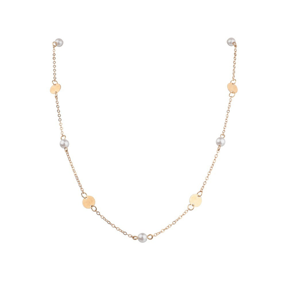 Pearl Disc Chain Necklace