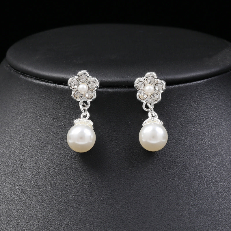 Pearl Flower Jewelry Set for Women Bridal Flower Statement