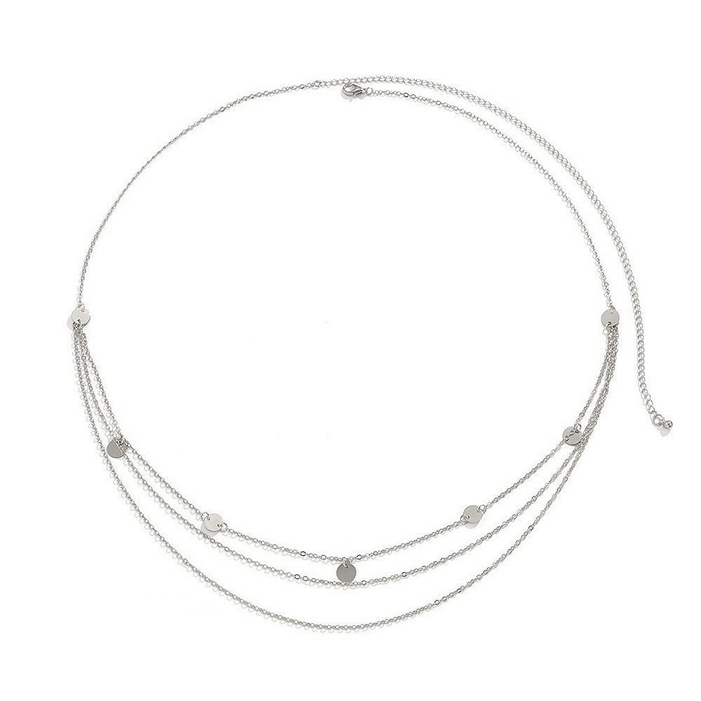 Sexy Metal Thin Body Chain Belts Sexy Simple Sequin Pendant Body Chain
