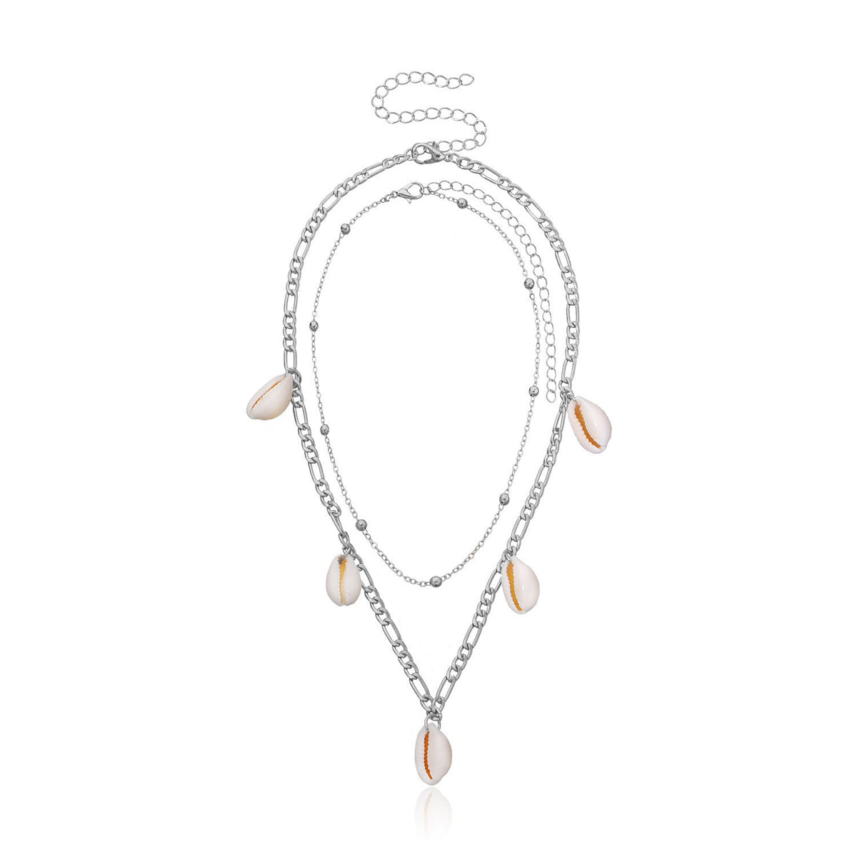 Sea Shell Pendant Bead Chain Choker Necklace