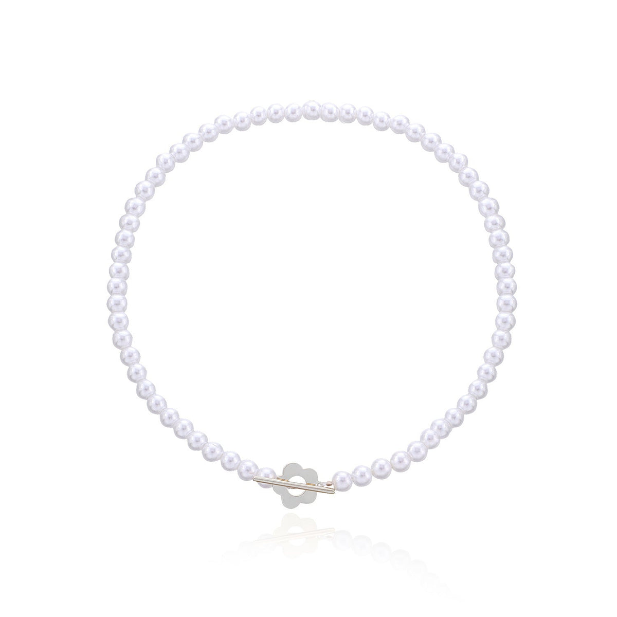 Bohemian Style OT Buckle Flower Shape Pearl Choker Necklace
