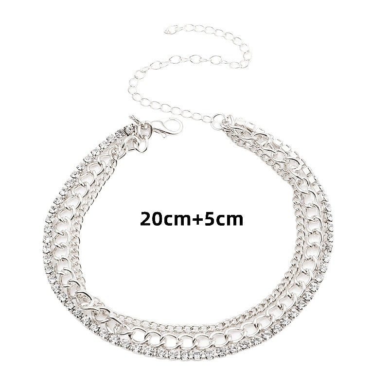 Multi Layer Summer Rhinestone Chain Foot Jewelry