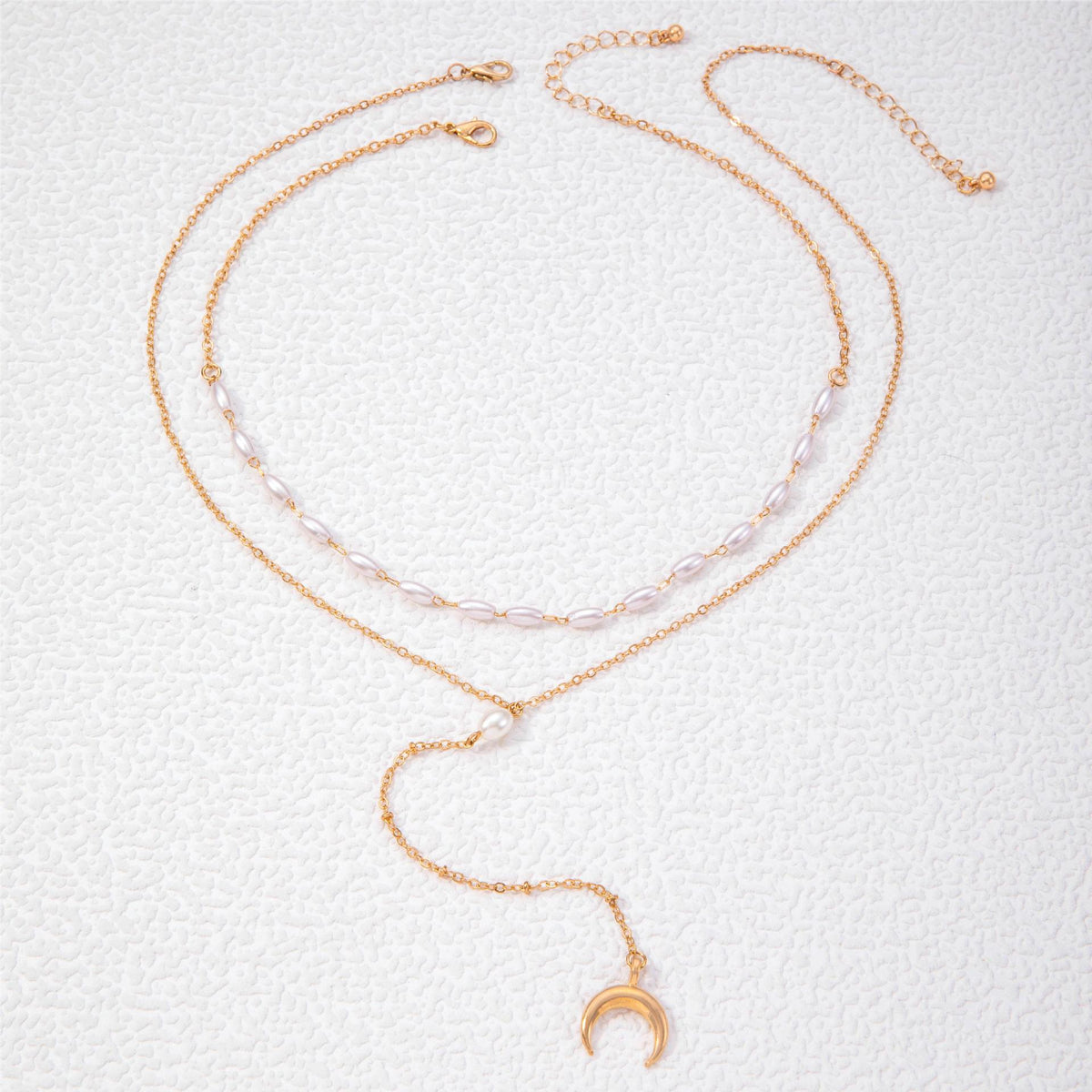 Women Pearl Bead Multi-layer Collarbone Chain Necklace