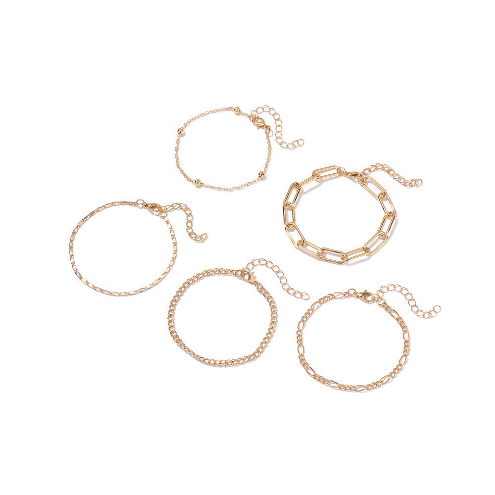 Simple Round Bead Chain Bracelet Set