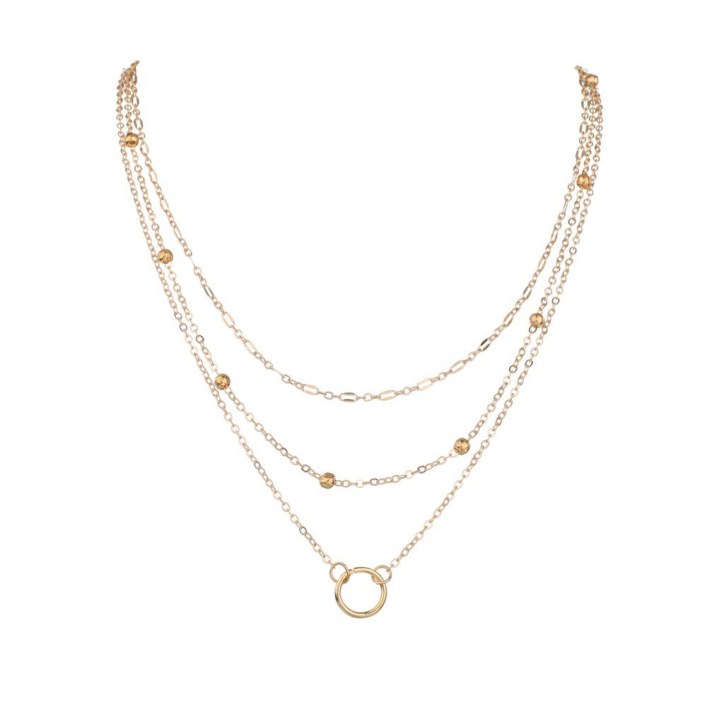 Simple Ring Double Layer Necklace Layered