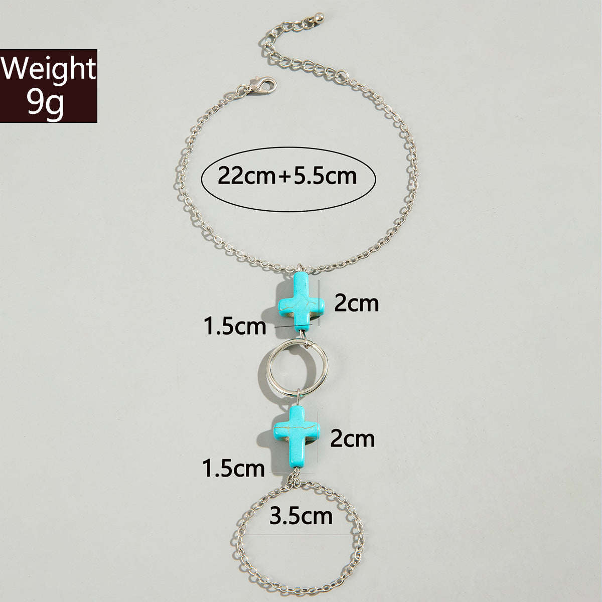 Bohemian Beach Natural turquoise Cross Anklet Bracelet