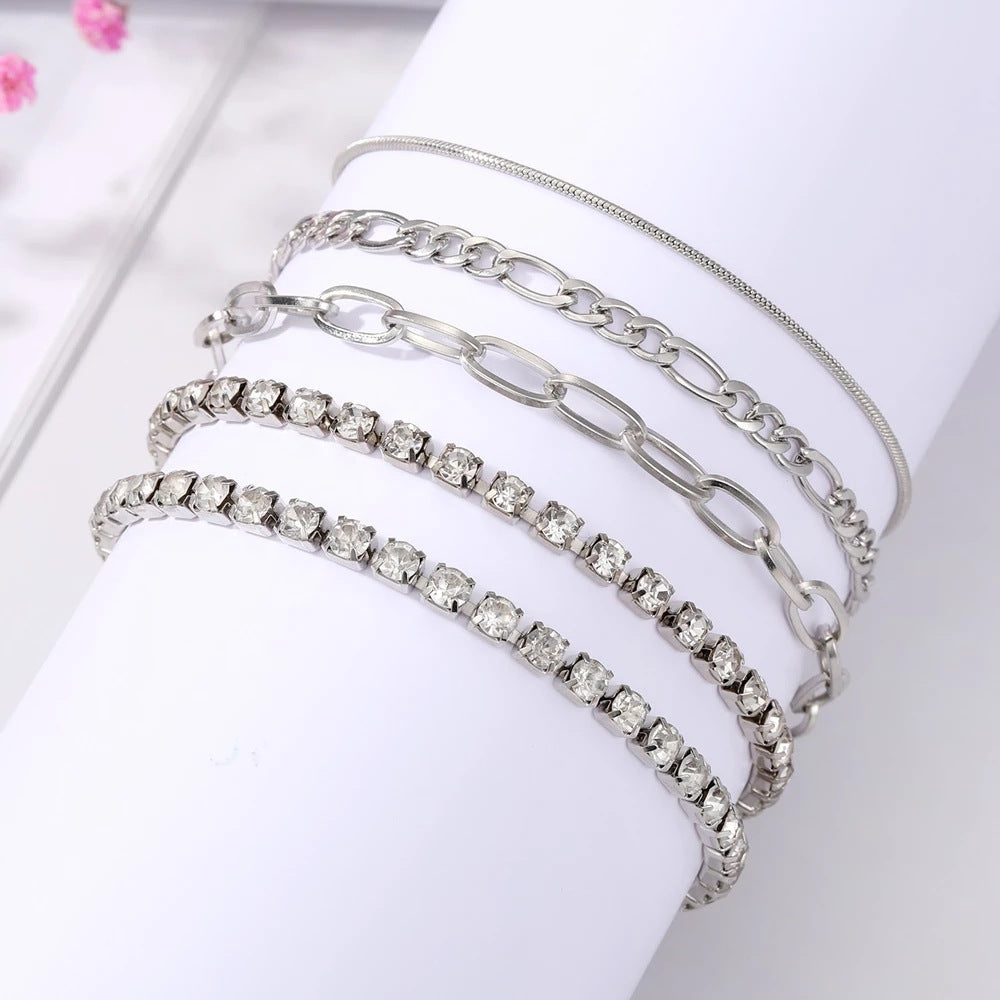 Women Tennis Chain Bracelet Set