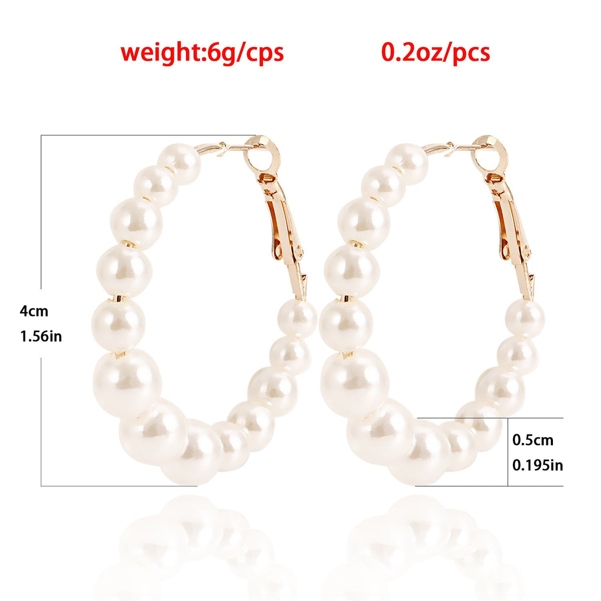 Geometric Large Pearl Hoop Earrings