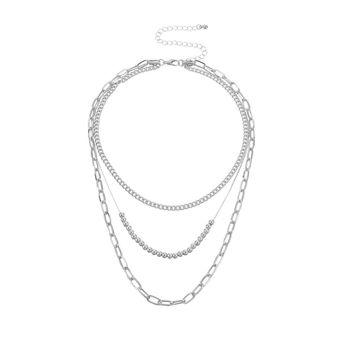 Paperclip Chain Triple Layer Necklace