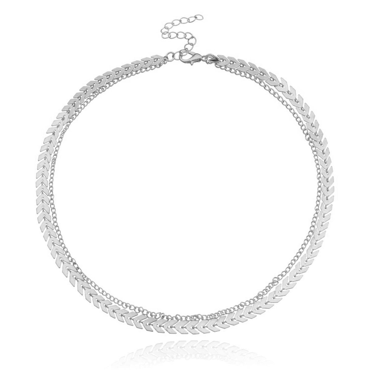 Multi Arrow Chain Choker Necklace Women Two Layers