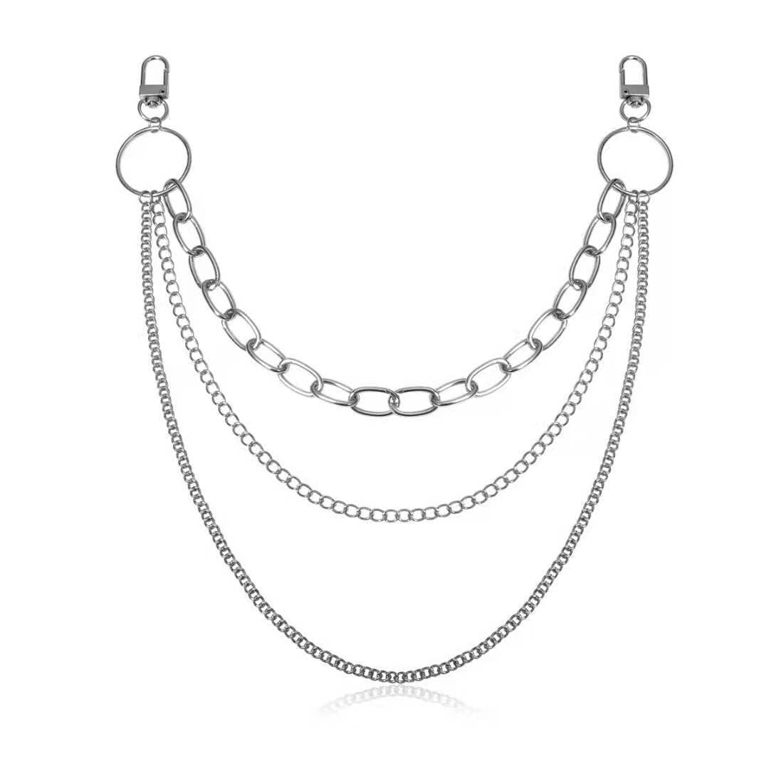 Three Layered Jeans Chain Punk Rocker Pants Chain