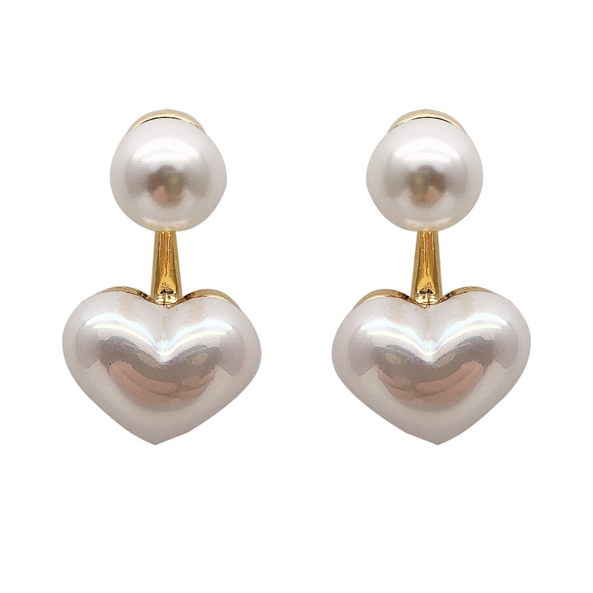 Elegant Pearl Heart Dangle Earrings