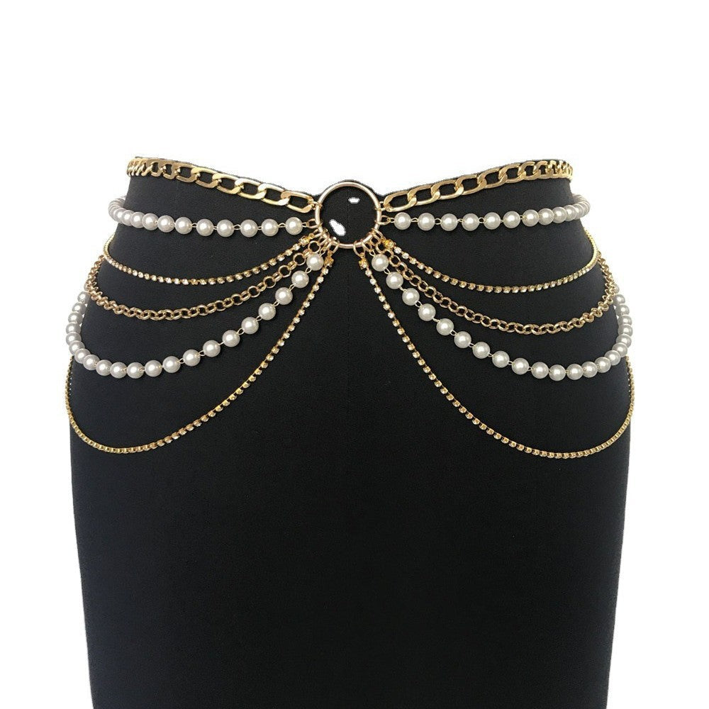 Layered Imitation Pearl Body Chains