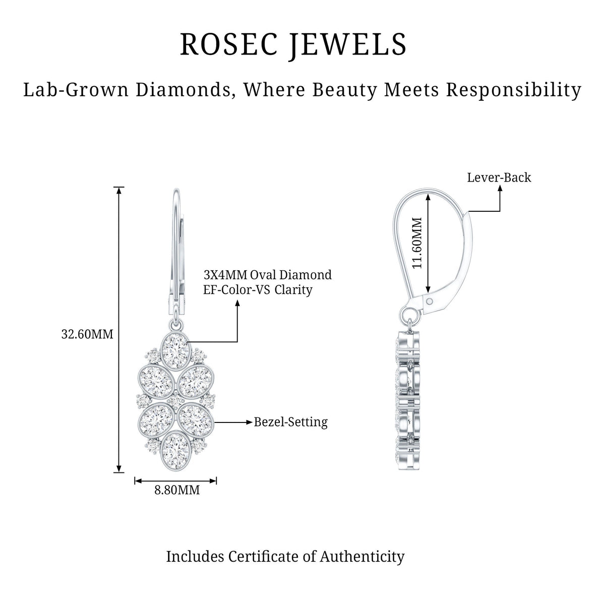 Certified Lab Grown Diamond Designer Drop Earrings