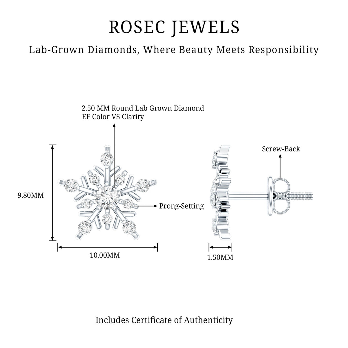 Lab Grown Diamond Icy Snowflake Earrings