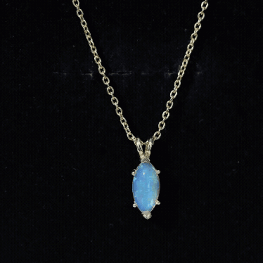 Yellow Gold Plated 1 Carat Marquise Ethiopian Opal Pendant Necklace with Chain