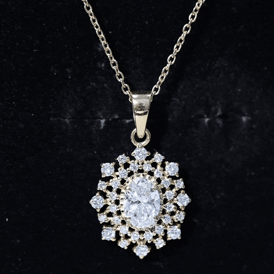 Vintage Style Oval Moissanite Bridal Necklace With Chain