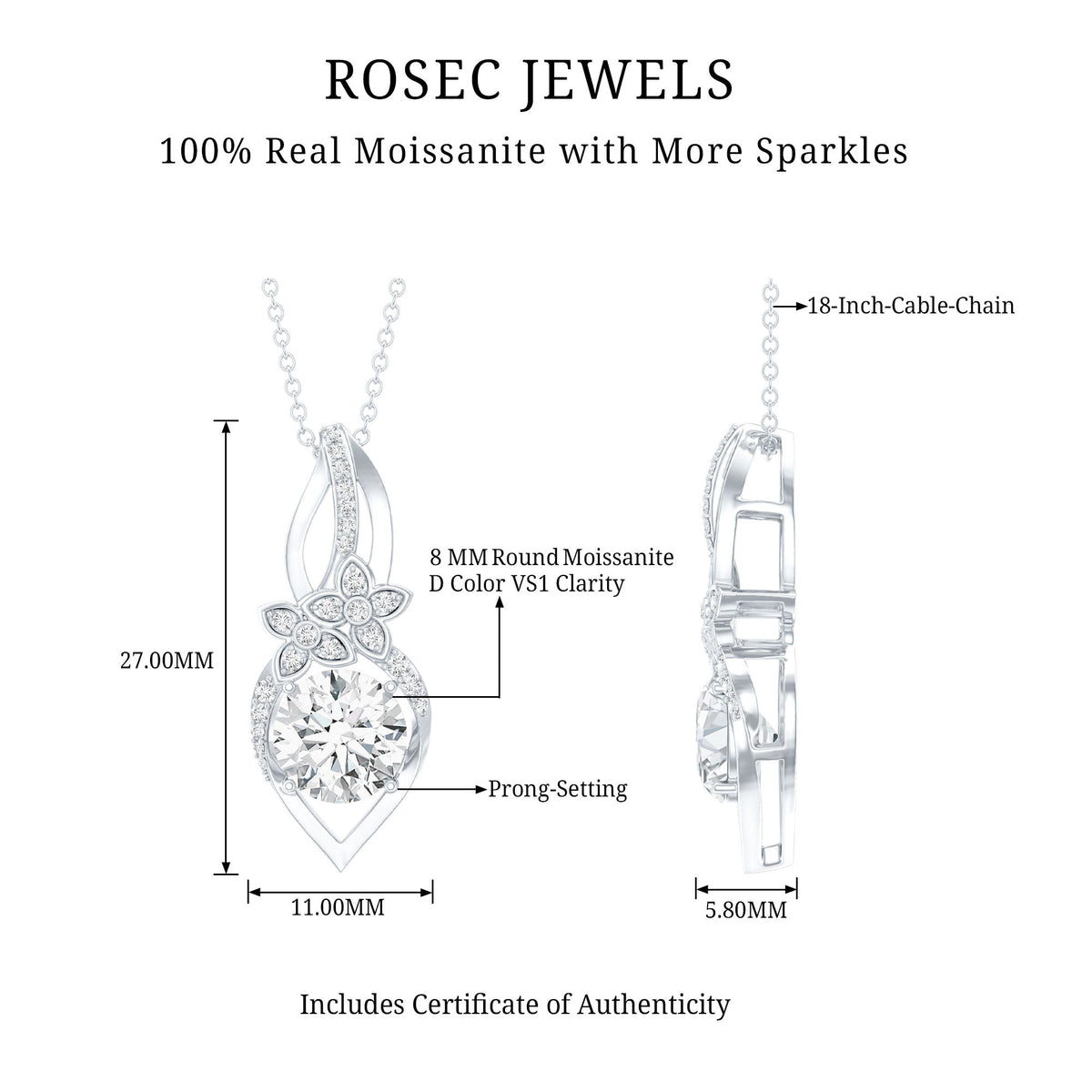 Certified Moissanite Designer Bridal Necklace For Wedding
