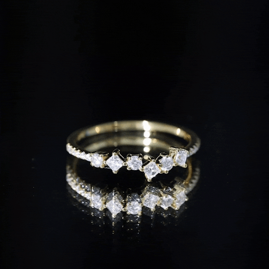 Women's Moissanite Half Eternity Band Ring in Silver