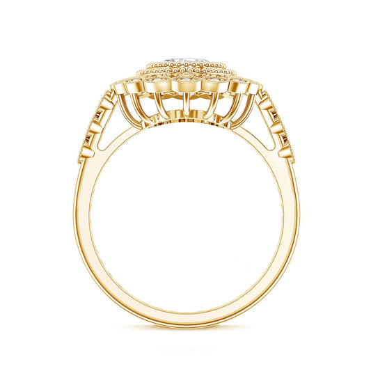 Vintage Style Oval Lab Grown Diamond Statement Engagement Ring