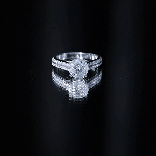 Womens 2 Carat Moissanite Engagement Ring with Side Stones