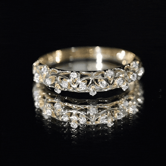 Womens Moissanite Filigree Eternity Band Ring