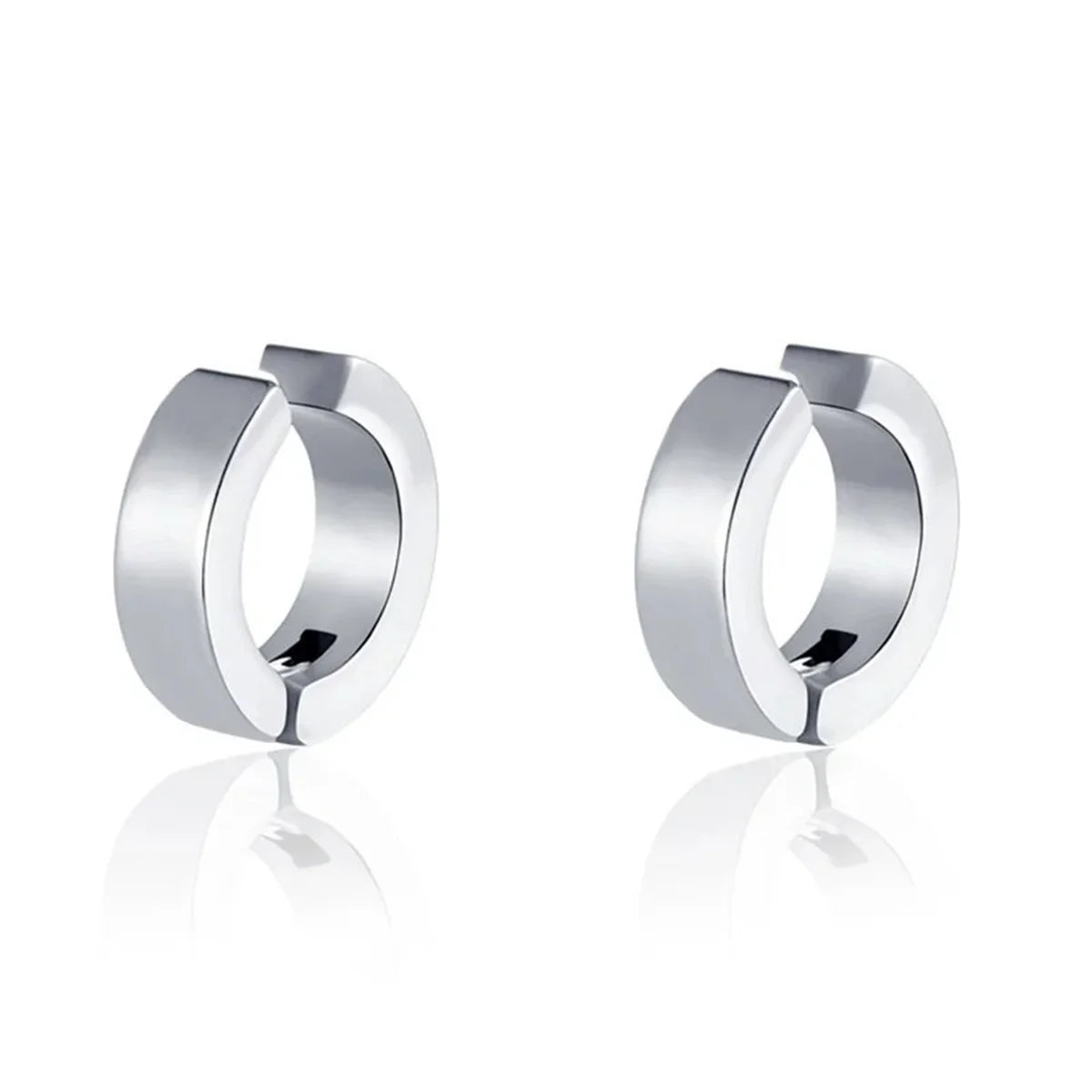 Stainless Steel Cuff Earrings for Men | Non Piercing Clip On Hoop Set