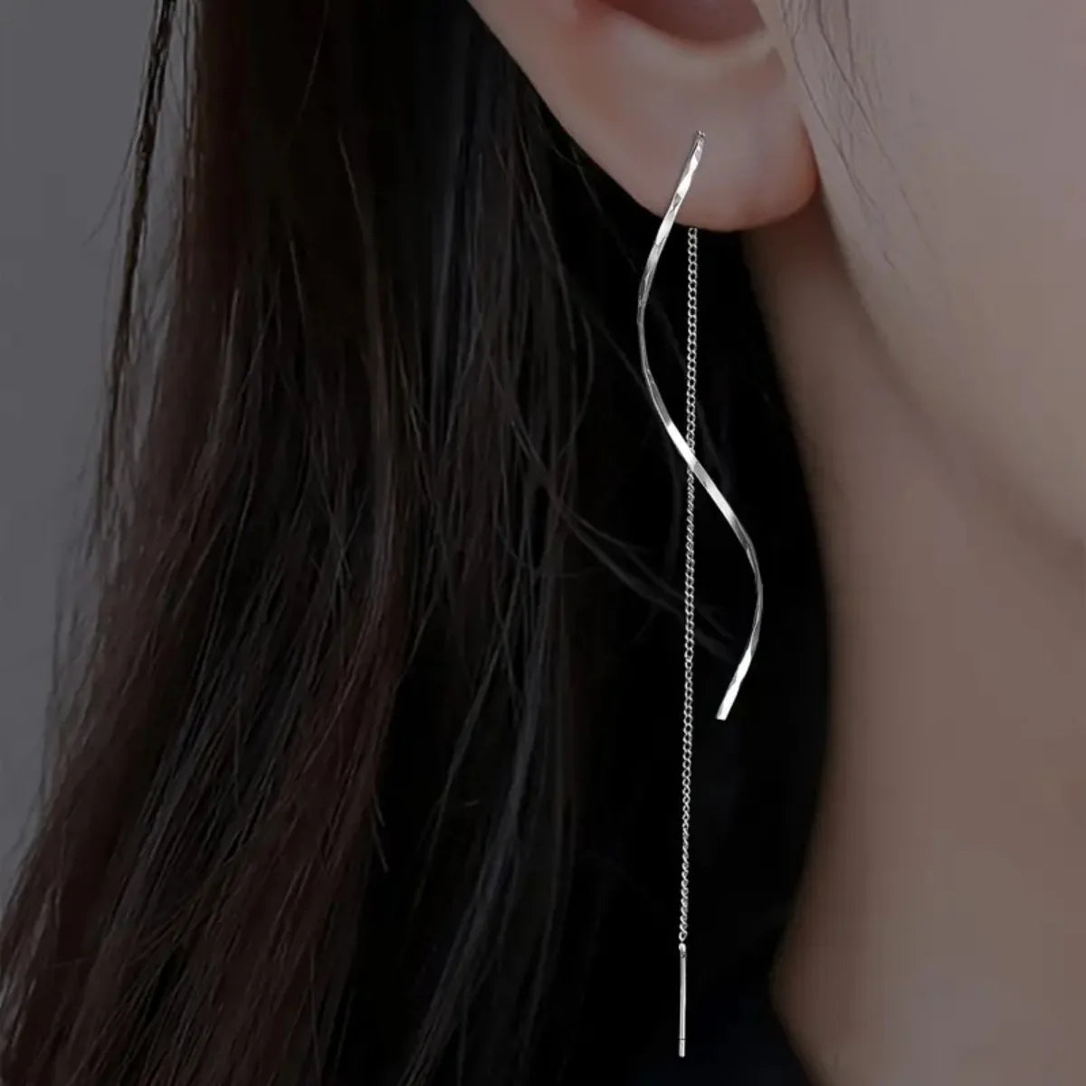 Spiral Drop Earrings for Women | Korean Fashion Wave Line Jewelry