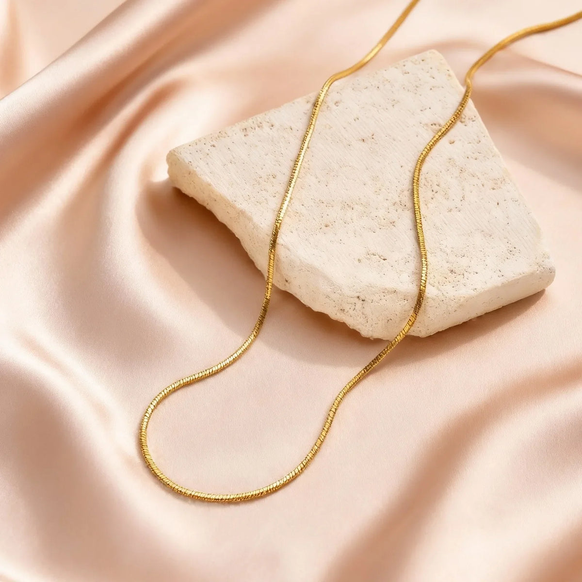 Stainless Steel Gold Square Snake Chain Necklace | Unisex Minimalist Jewelry