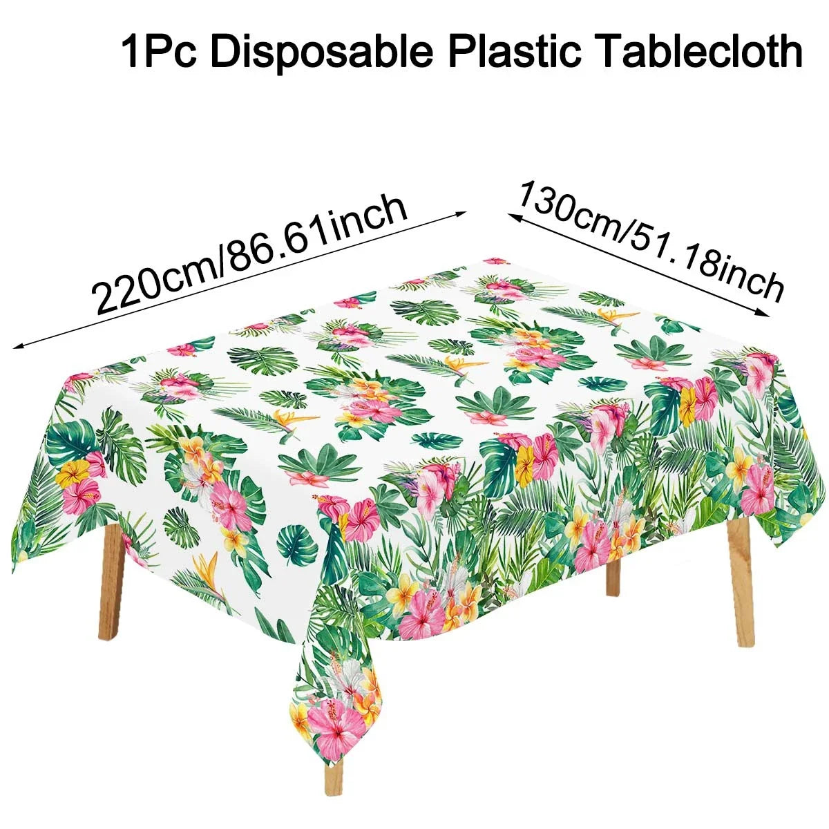 Tropical Hawaiian Party Tablecloth and Candy Bags Set | Flamingo Summer Decor