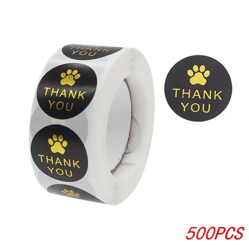 Gold Foil Paw Thank You Stickers | 1 Inch Business Supplies