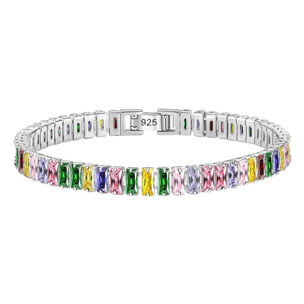 Hot sales 925 Sterling Silver Bracelet Noble Color Crystal Hand For Women Charm Wedding designer Jewelry Gift Party 18cm