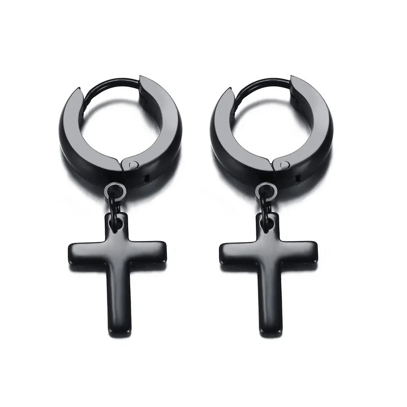Stainless Steel Cross Earrings for Men | Religious Stud Earrings