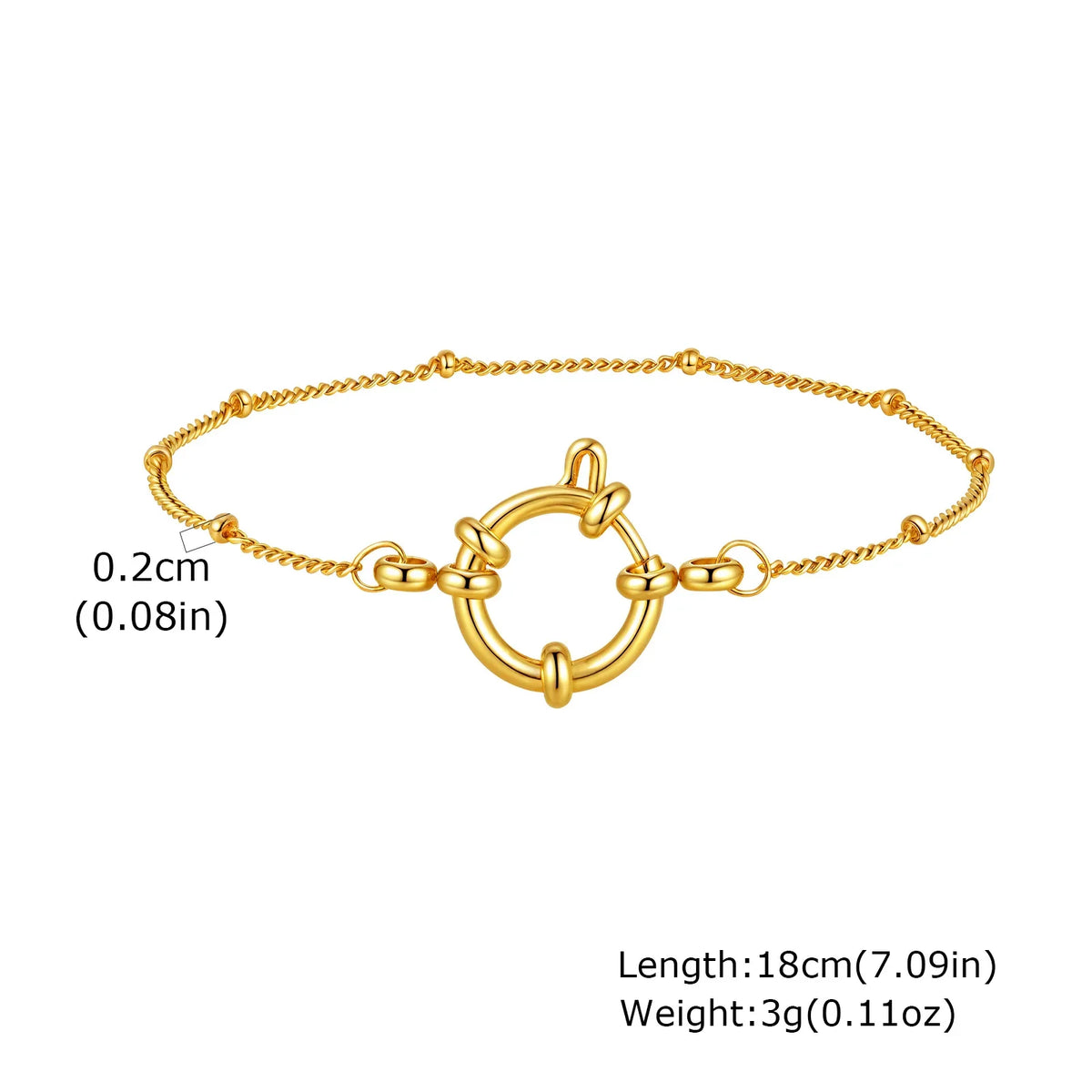 Vnox Square Chain Bracelet | Gold Stainless Steel Round Bubble Link Jewelry for Women