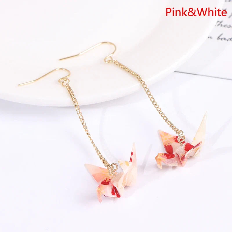 Origami Crane Earrings | Handcrafted Paper Bird Jewelry