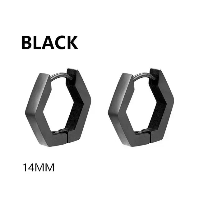 Geometric Hoop Earrings for Men and Women | Stainless Steel Punk Studs