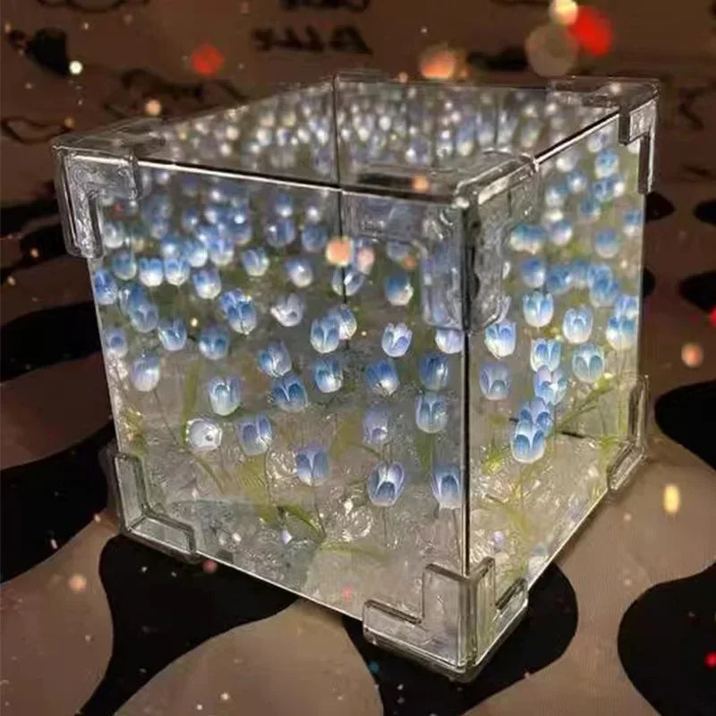 DIY Tulip Mirror Cube Lamp | Handmade Night Light for Bedroom Decor