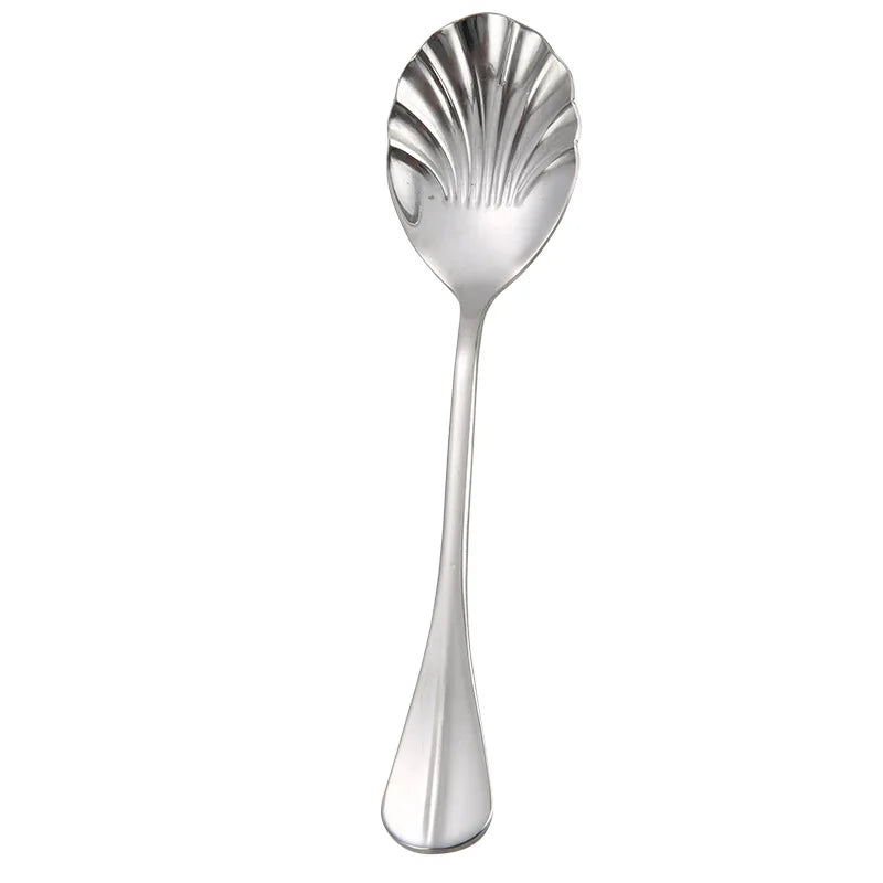 Shell Shape Stainless Steel Spoon with Long Handle | Dessert Spoon and Ice Cream Scoop