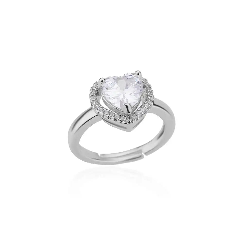 Stainless Steel Heart Rings For Women Zircon Gold Color Heart Adjustable Ring Femme Wedding Party Accessories Jewelry Gift 2024
