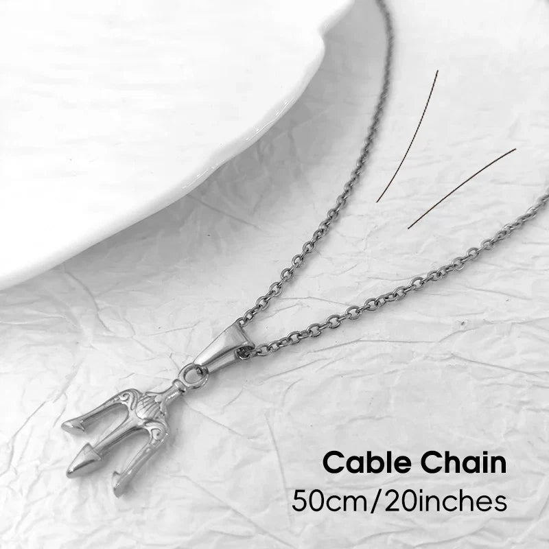 Mythology Medusa Poseidon Trident Charm Stainless Steel Ancient Greek Amulet Neptune Pendant Men 18k Gold Trident Pendant